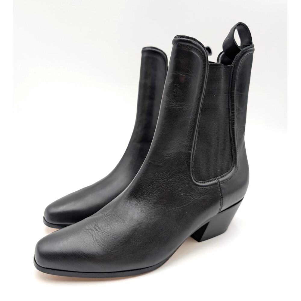 Veronica Beard Lada Chelsea Boots Pointed Toe Women's Black Size US6.5M EU37